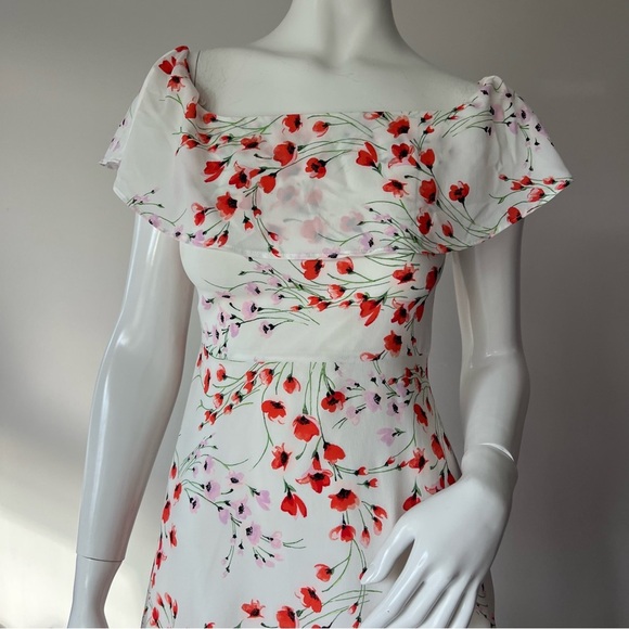 Banana Republic Off Shoulder Flower Print Knee Length  Dress Size 0 - Picture 4 of 15